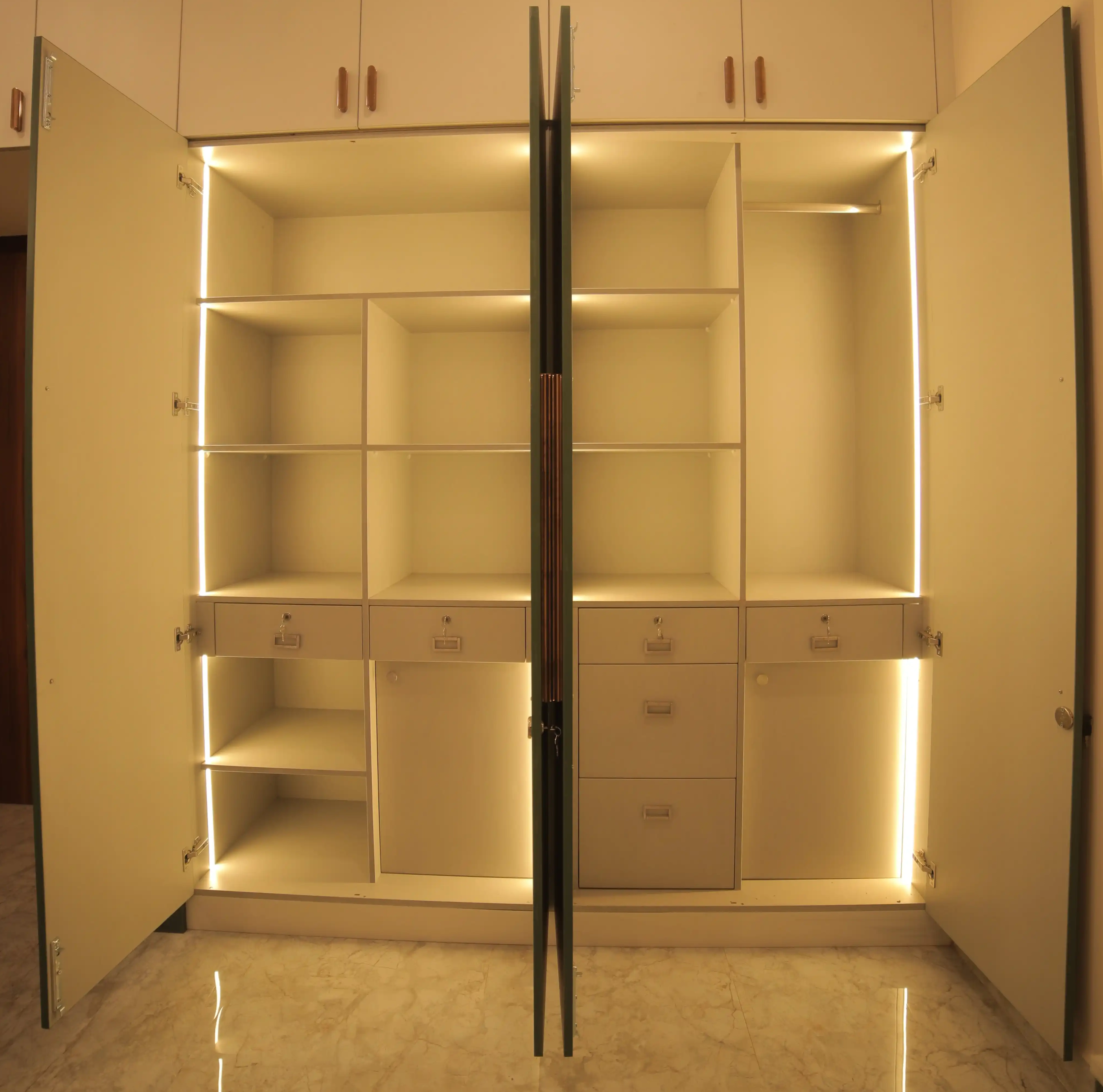 Cupboard lighting and wardrobe detail